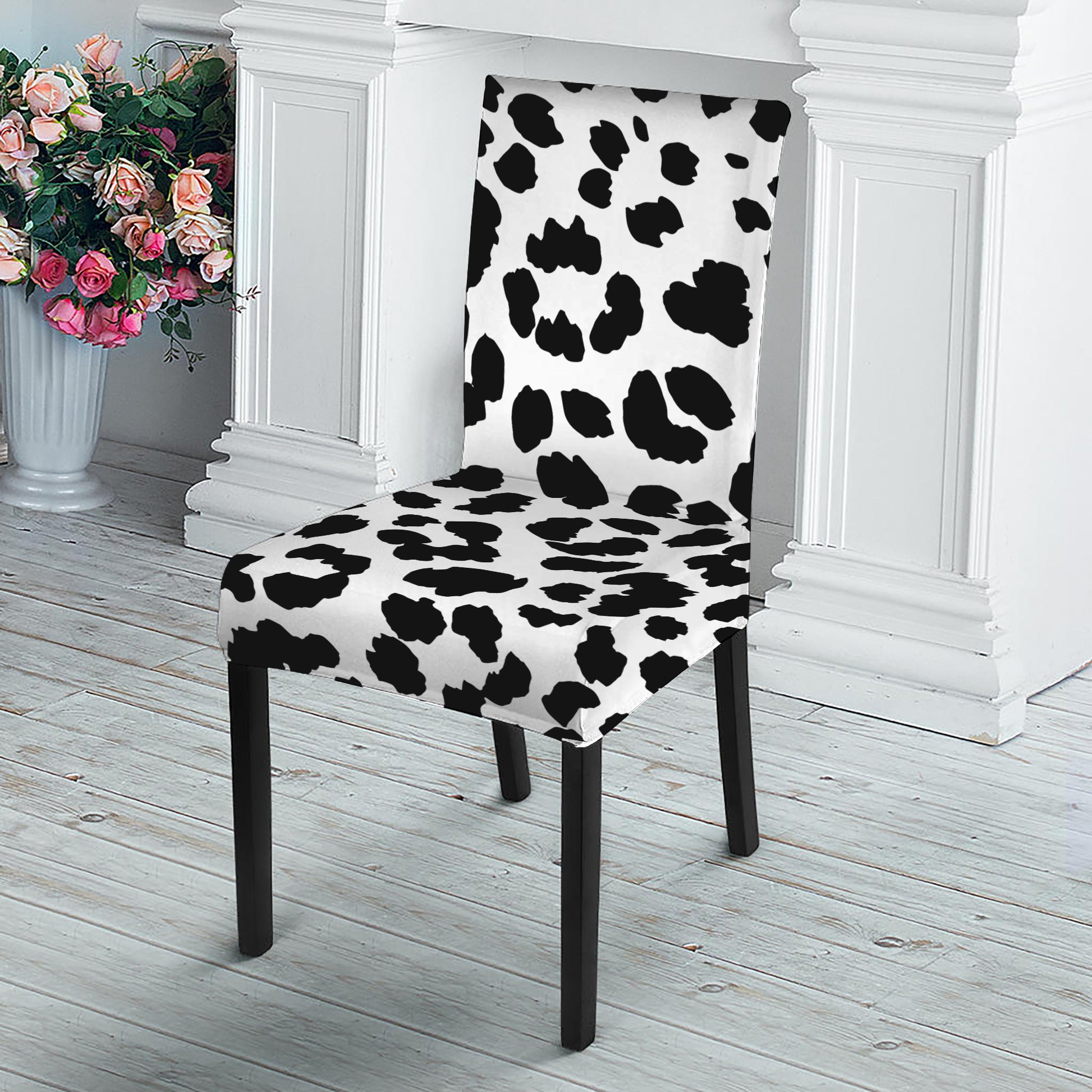 Black And White Jaguar Pattern Print Dining Chair Slipcover