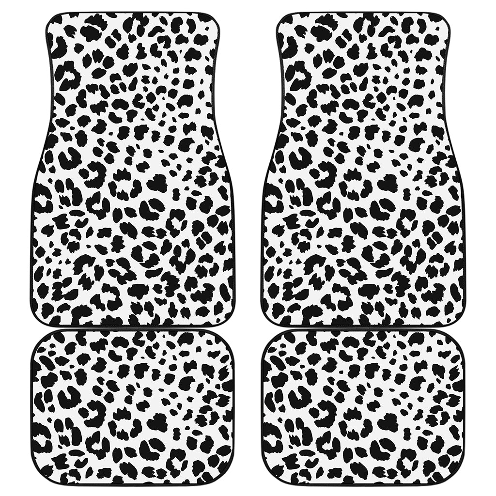 Black And White Jaguar Pattern Print Front and Back Car Floor Mats