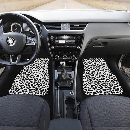 Black And White Jaguar Pattern Print Front and Back Car Floor Mats