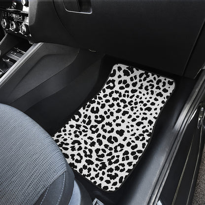 Black And White Jaguar Pattern Print Front and Back Car Floor Mats