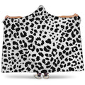 Black And White Jaguar Pattern Print Hooded Blanket