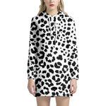Black And White Jaguar Pattern Print Hoodie Dress
