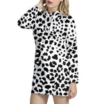 Black And White Jaguar Pattern Print Hoodie Dress