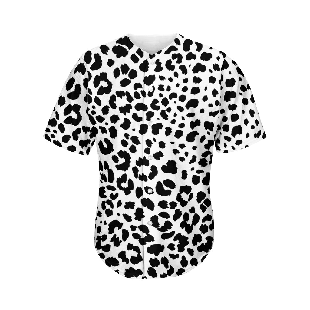 Black And White Jaguar Pattern Print Men's Baseball Jersey