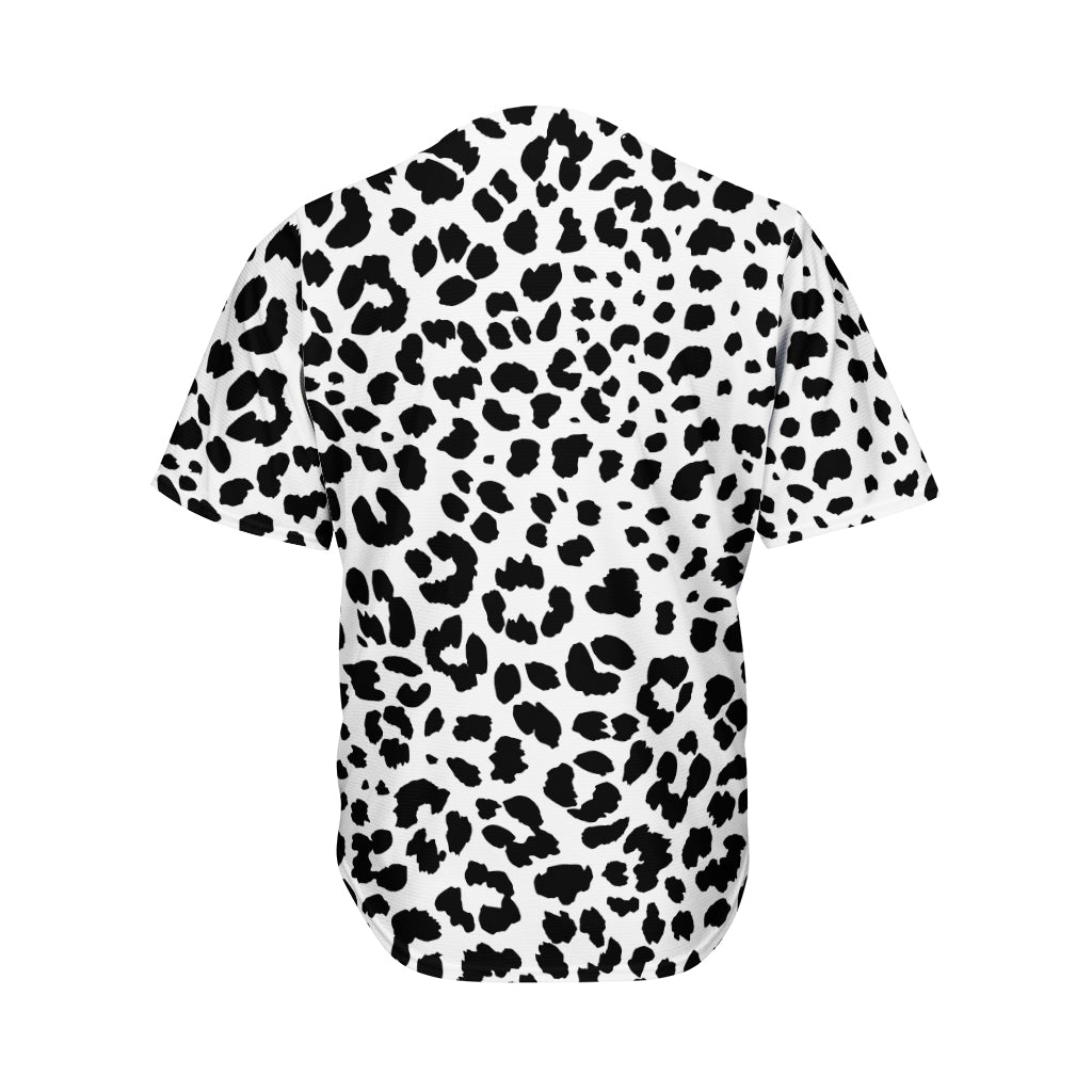 Black And White Jaguar Pattern Print Men's Baseball Jersey