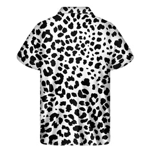Black And White Jaguar Pattern Print Men's Short Sleeve Shirt