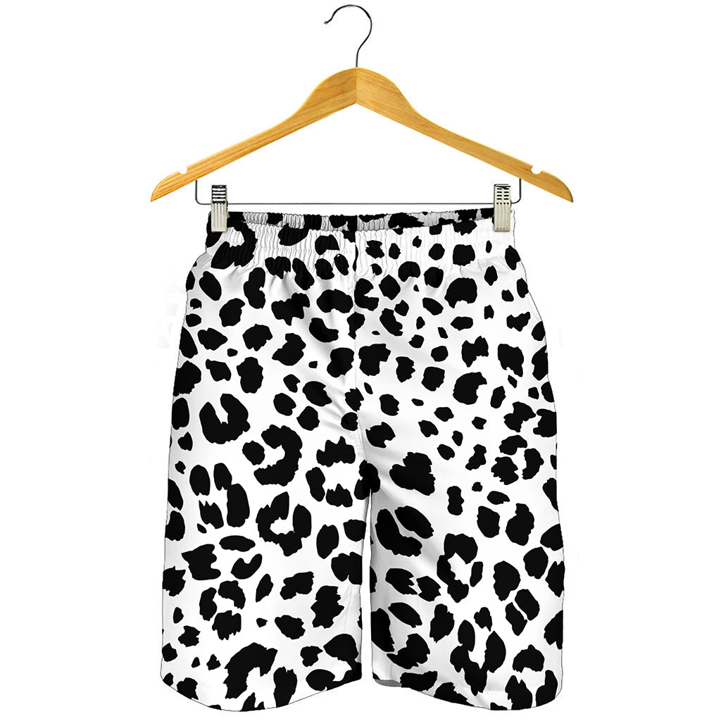 Black And White Jaguar Pattern Print Men's Shorts