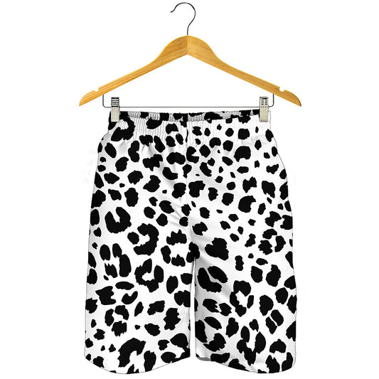 Black And White Jaguar Pattern Print Men's Shorts