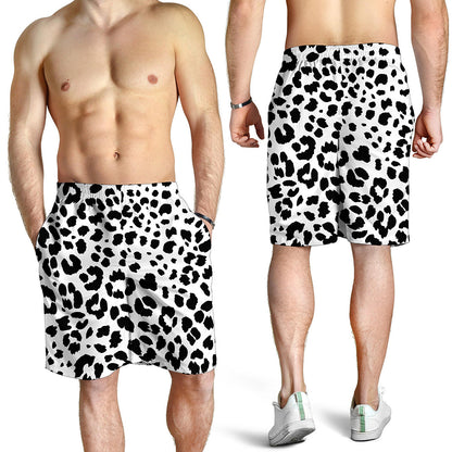 Black And White Jaguar Pattern Print Men's Shorts