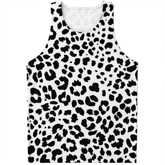 Black And White Jaguar Pattern Print Men's Tank Top