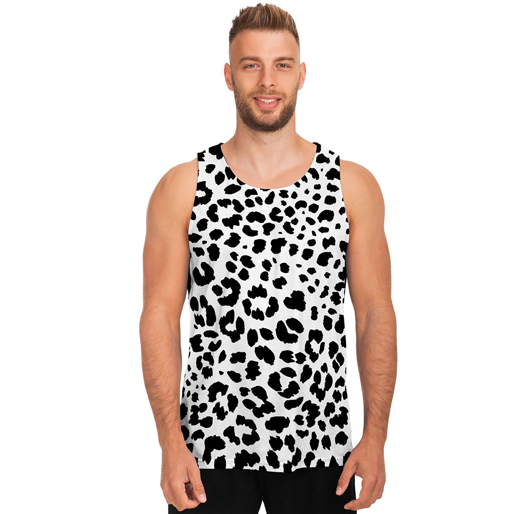 Black And White Jaguar Pattern Print Men's Tank Top