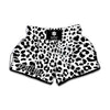 Black And White Jaguar Pattern Print Muay Thai Boxing Shorts