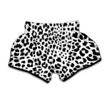 Black And White Jaguar Pattern Print Muay Thai Boxing Shorts