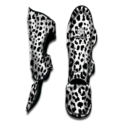 Black And White Jaguar Pattern Print Muay Thai Shin Guard