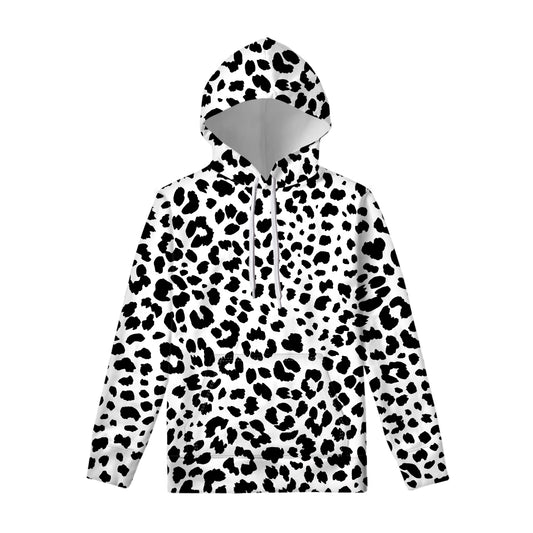 Black And White Jaguar Pattern Print Pullover Hoodie