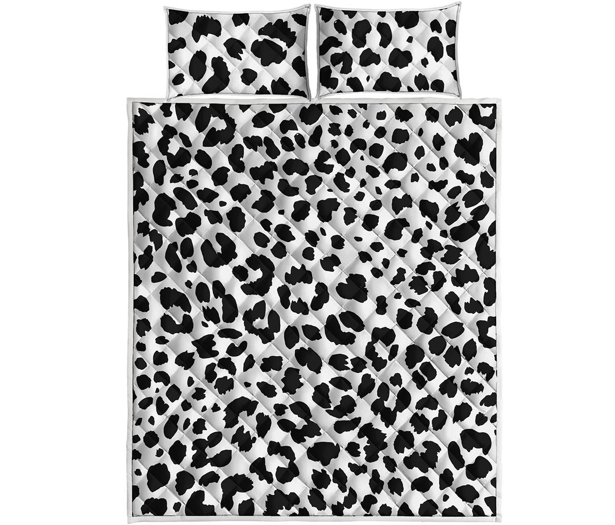Black And White Jaguar Pattern Print Quilt Bed Set