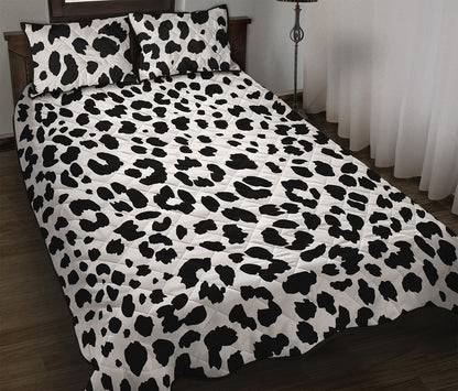 Black And White Jaguar Pattern Print Quilt Bed Set