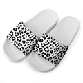 Black And White Jaguar Pattern Print White Slide Sandals