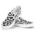 Black And White Jaguar Pattern Print White Slip On Sneakers