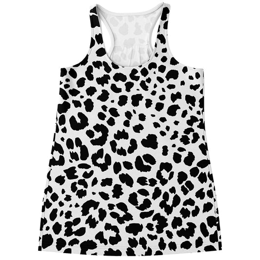 Black And White Jaguar Pattern Print Women's Racerback Tank Top