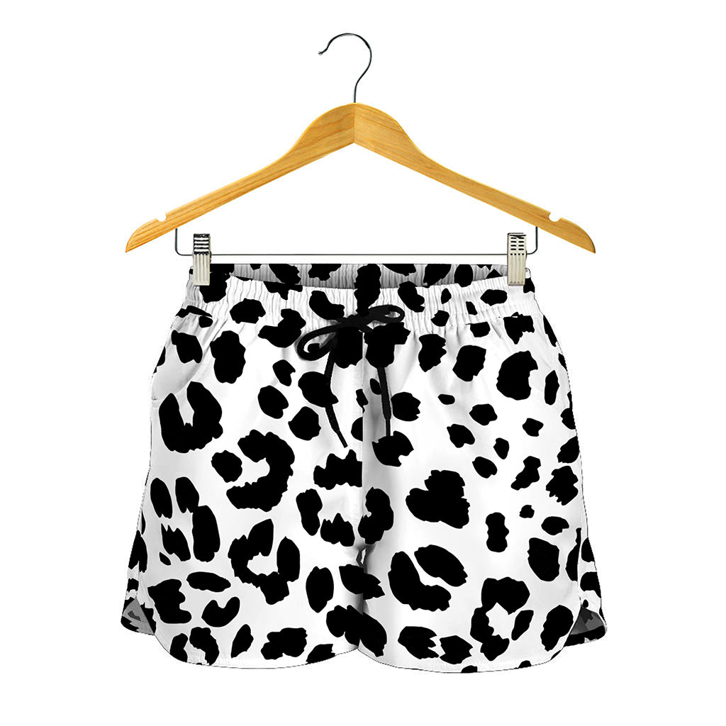 Black And White Jaguar Pattern Print Women's Shorts