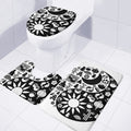 Black And White Japanese Yin Yang Print 3 Piece Bath Mat Set
