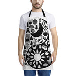 Black And White Japanese Yin Yang Print Apron