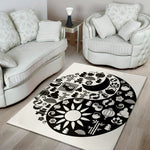 Black And White Japanese Yin Yang Print Area Rug