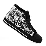 Black And White Japanese Yin Yang Print Black High Top Shoes