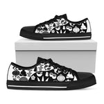 Black And White Japanese Yin Yang Print Black Low Top Shoes 
