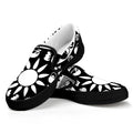 Black And White Japanese Yin Yang Print Black Slip On Sneakers