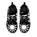 Black And White Japanese Yin Yang Print Black Sneakers