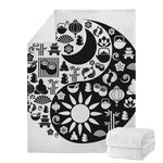 Black And White Japanese Yin Yang Print Blanket