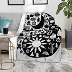 Black And White Japanese Yin Yang Print Blanket