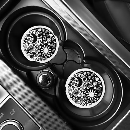 Black And White Japanese Yin Yang Print Car Coasters