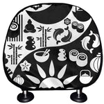Black And White Japanese Yin Yang Print Car Headrest Covers