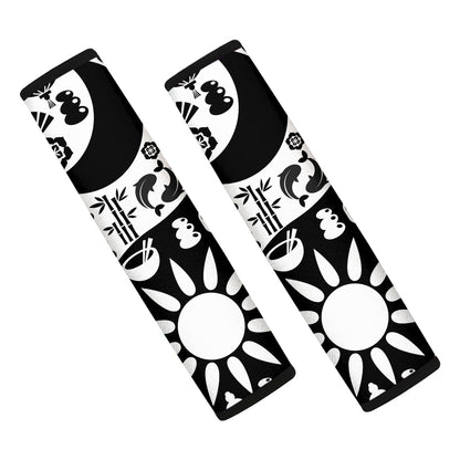 Black And White Japanese Yin Yang Print Car Seat Belt Covers