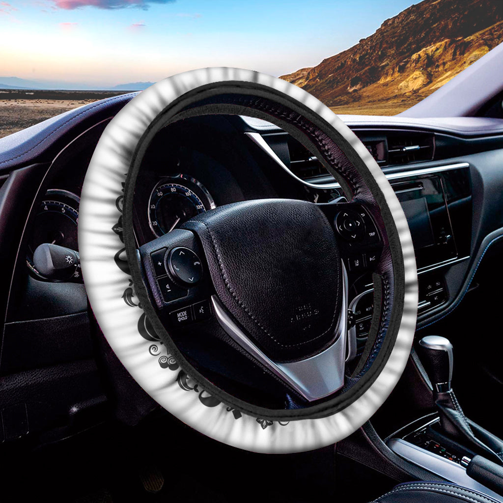 Black And White Japanese Yin Yang Print Car Steering Wheel Cover
