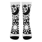 Black And White Japanese Yin Yang Print Crew Socks