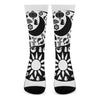 Black And White Japanese Yin Yang Print Crew Socks