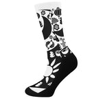 Black And White Japanese Yin Yang Print Crew Socks