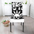 Black And White Japanese Yin Yang Print Dining Chair Slipcover
