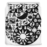 Black And White Japanese Yin Yang Print Duvet Cover Bedding Set