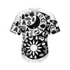 Black And White Japanese Yin Yang Print Men's Baseball Jersey