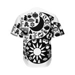 Black And White Japanese Yin Yang Print Men's Baseball Jersey