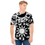 Black And White Japanese Yin Yang Print Men's T-Shirt