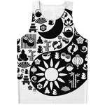 Black And White Japanese Yin Yang Print Men's Tank Top