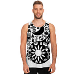Black And White Japanese Yin Yang Print Men's Tank Top