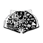 Black And White Japanese Yin Yang Print Muay Thai Boxing Shorts