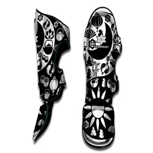 Black And White Japanese Yin Yang Print Muay Thai Shin Guard